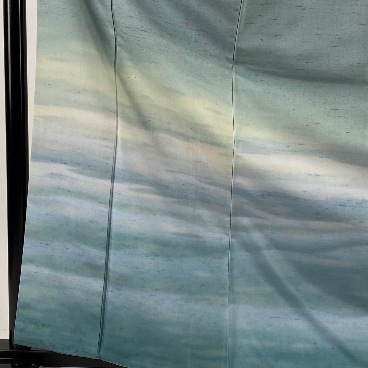 付下げ 身丈164.5cm 裄丈62.5cm S 袷 牛首紬地 落款 霞 ぼかし 青緑