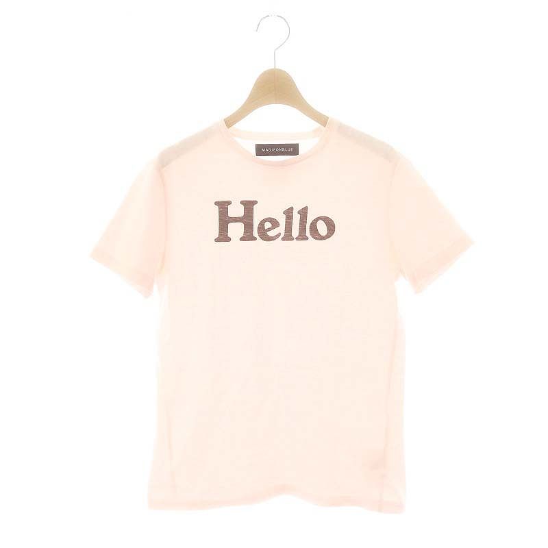 希少！ピンク マディソンブルー HELLO クルーネックTシャツ 01 qx0 マディソンブルー HELLO クルーネックTシャツ ピンク 01 qx0