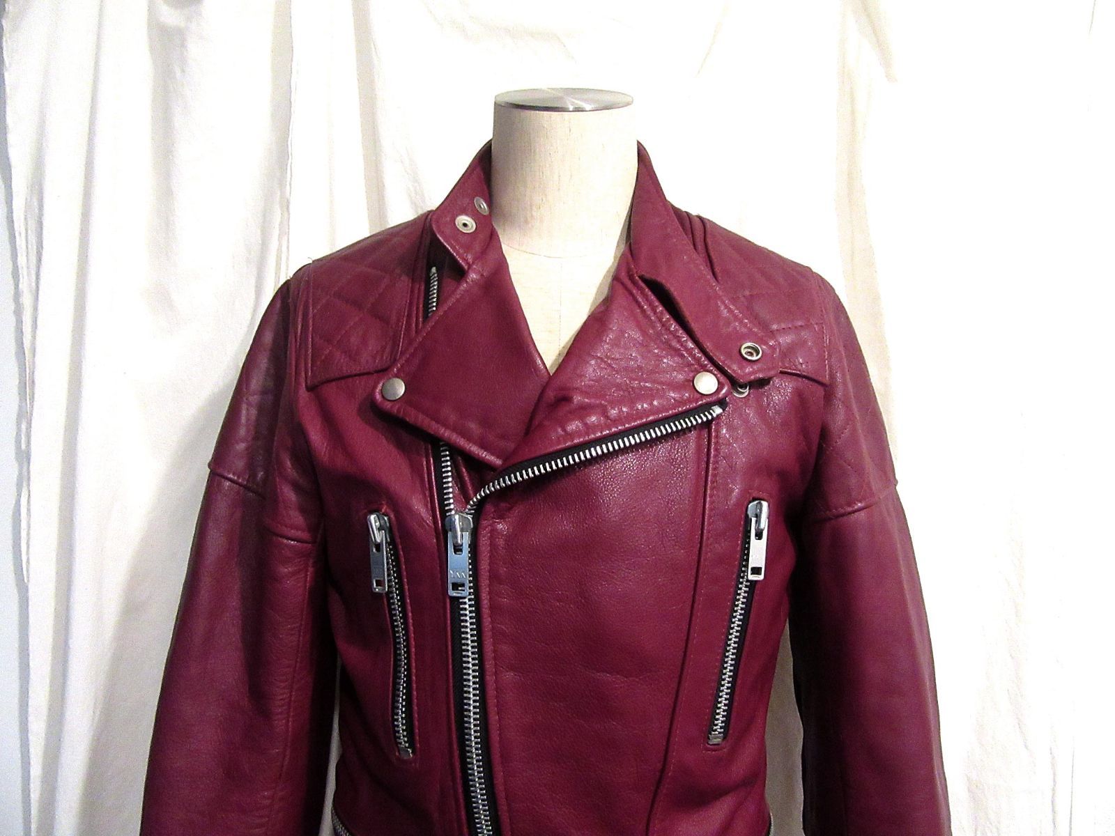 英国製Wolf Leathers ビンテージUKライダース バーガンディー ワイン 