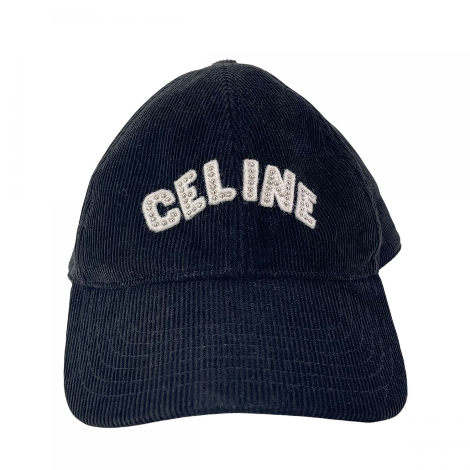CELINE セリーヌ 2AUX3580W コーデュロイ ベースボールキャップ ブラック ユニセックス 25027352 KJ