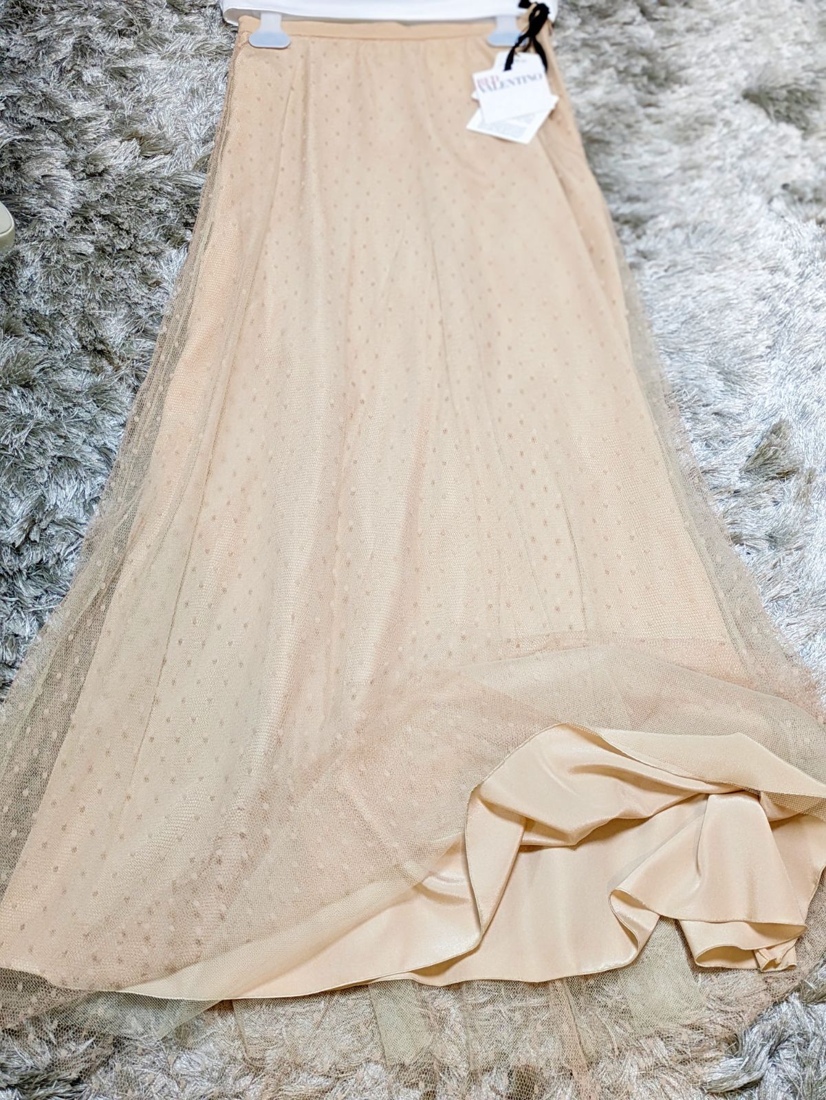 タグ付新品未使用】RED VALENTINO チュールドットスカート ベージュ  