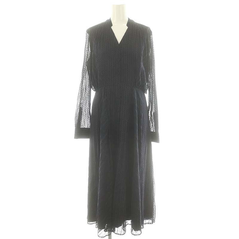 CELFORD セルフォード ワンピース 長袖 総レース ネイビー セル