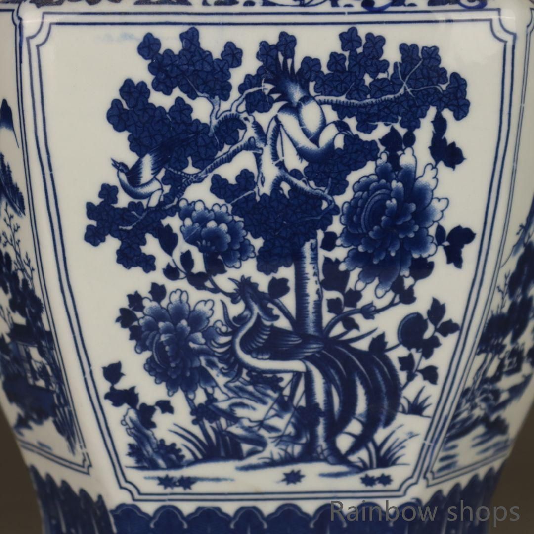 清乾隆青花花鸟六方将军罐 景徳鎮 陶磁器 装飾品 現代工芸品 美術品 置物 清乾隆青花花鸟六方将军罐 景徳鎮 陶磁器 装飾品 現代工芸品