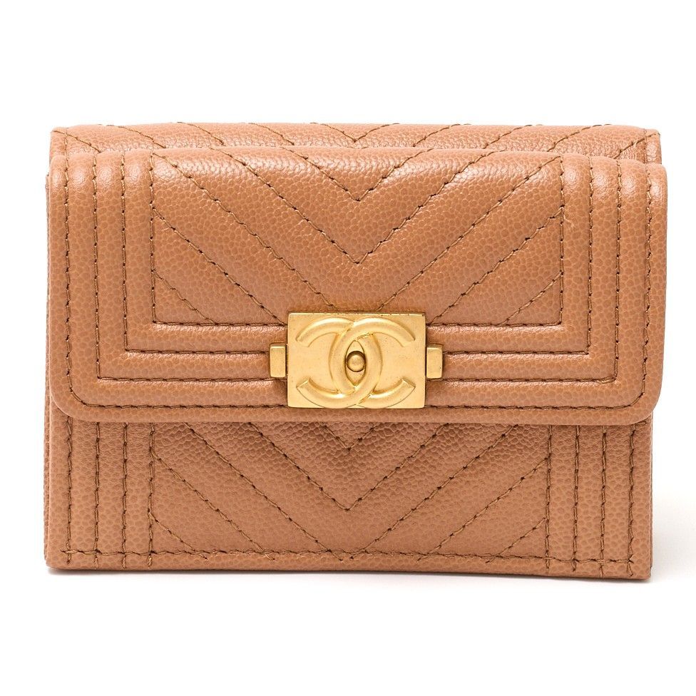 シャネル＊CHANEL＊ボーイシャネル＊キャビアスキン＊Vステッチ＊三