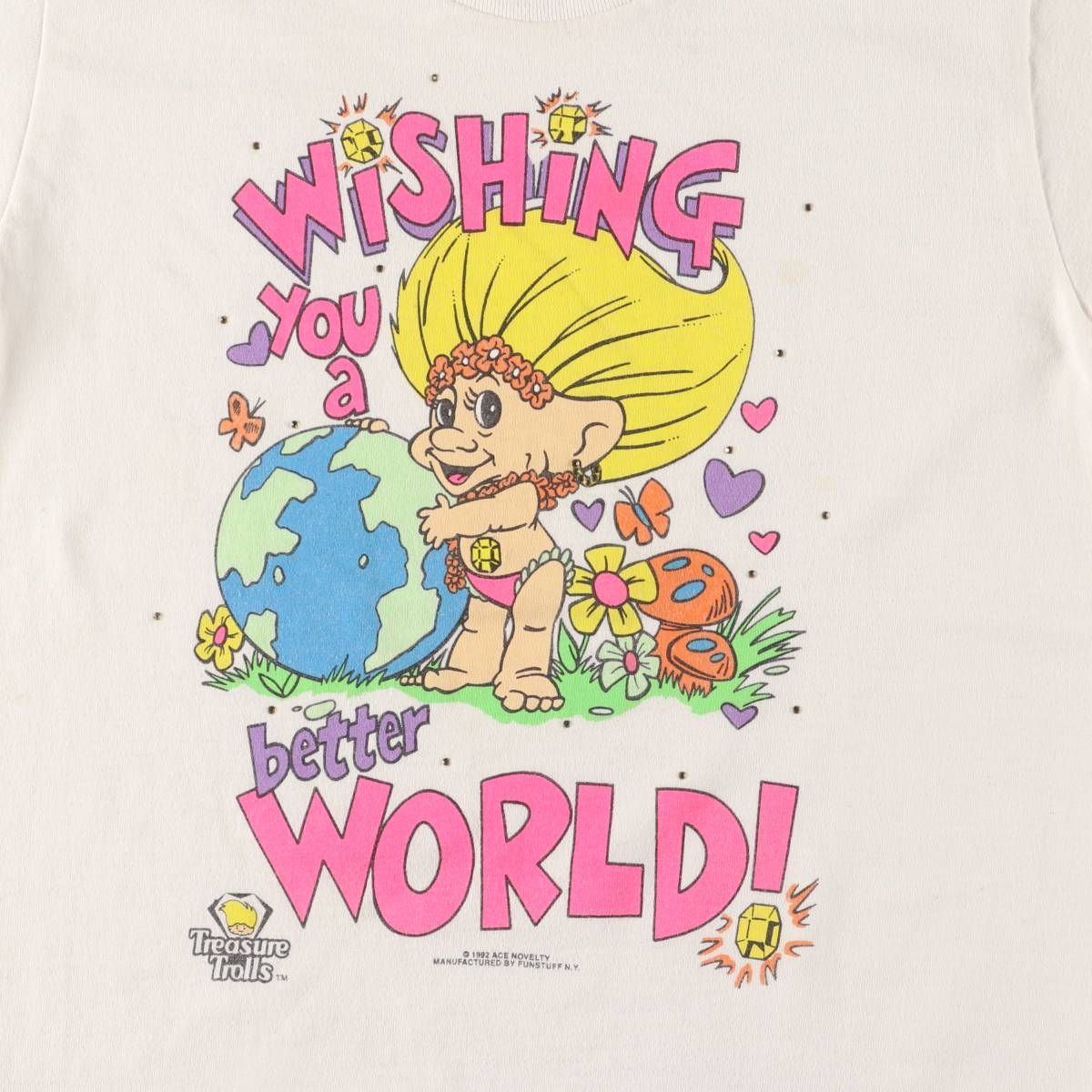 古着 90年代 FUN STUFF-N.Y. TROLL トロール ラインストーン付き キャラクタープリントTシャツ USA製 レディースS相当 ヴィンテージ /eaa561326 古着 90年代 FUN STUFF-N.Y. TROLL トロール ラインストーン付き