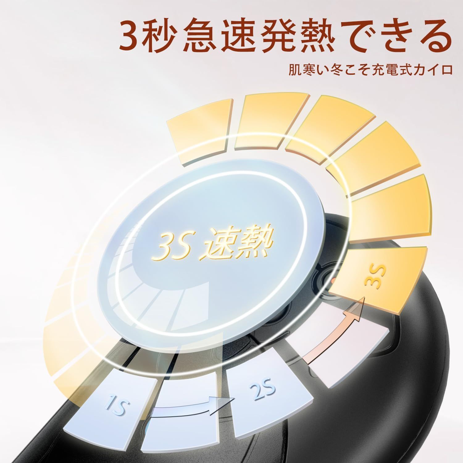 カイロ 3秒急速発熱 3階段温度調節 電気カイロ 大容量 6000mAh 充電式