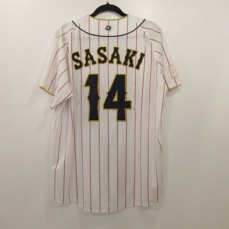 姫路東店 Mizuno ミズノ 半袖シャツ 侍JAPAN 佐々木朗希 ホワイト サイズ L 106