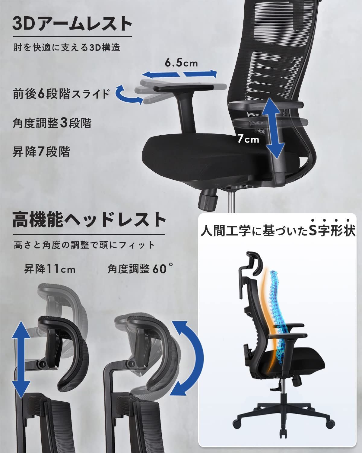 EastForce 腰・肩・首・腕 サポート 多機能チェア クッション座面 日本 