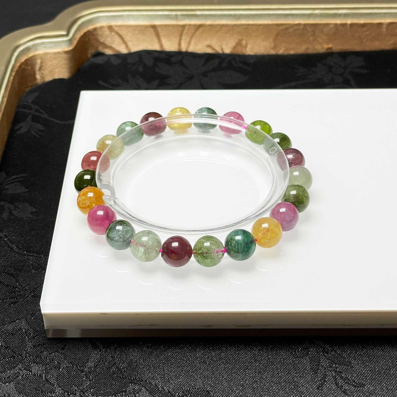 EU製 ミックス トルマリン ブレスレット パワーストーン 天然石 プレゼント 約8.2-8.6mm ZZ1603