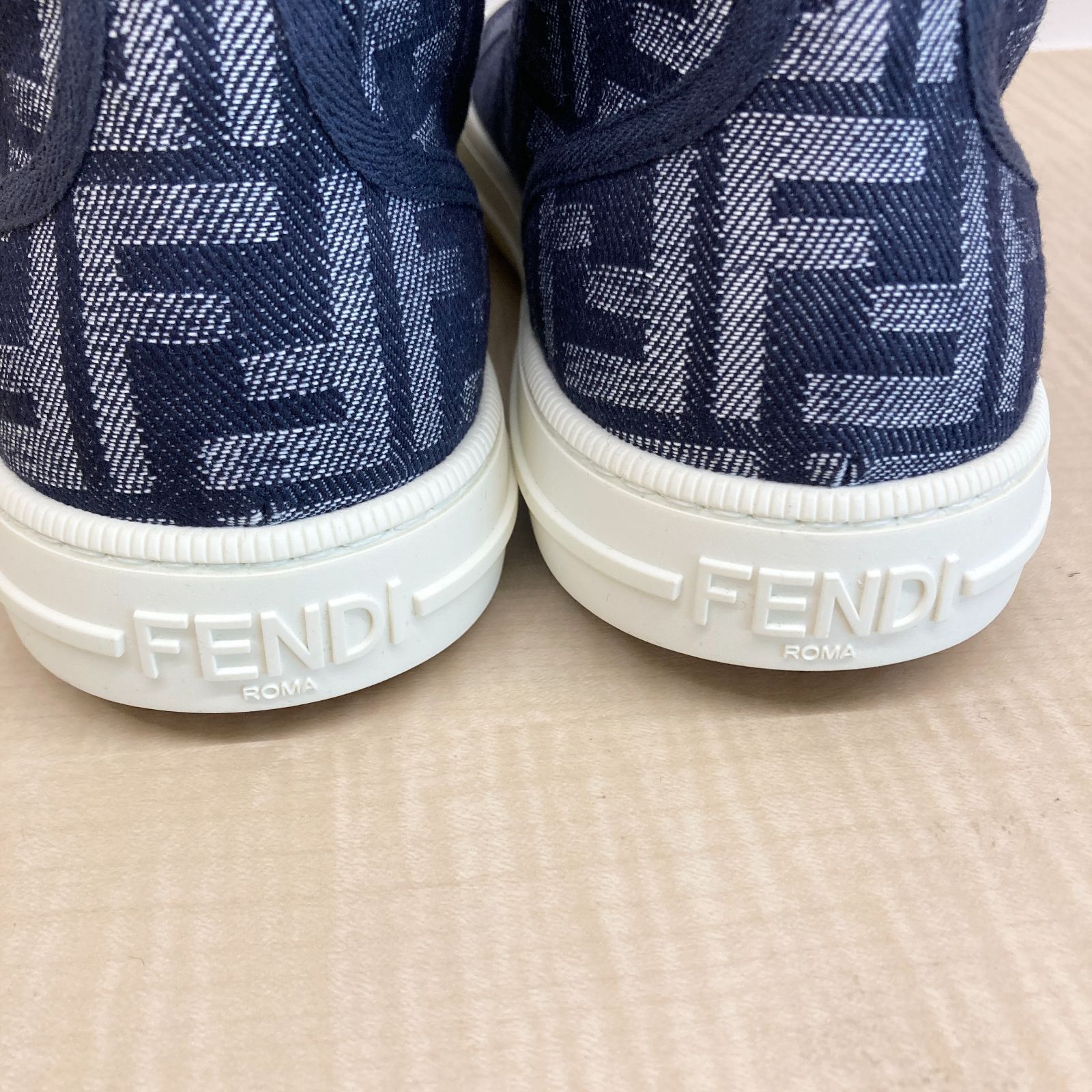 ◇未使用品◇ FENDI フェンディ スニーカー ドミノ ブルーデニム ハイ