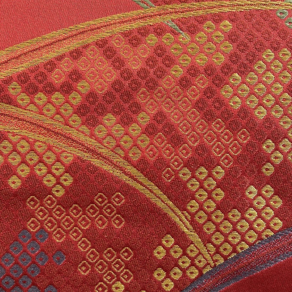 名古屋帯 美品 優品 疋田柄 山吹茶色 正絹 【中古】 名古屋帯 美品 秀