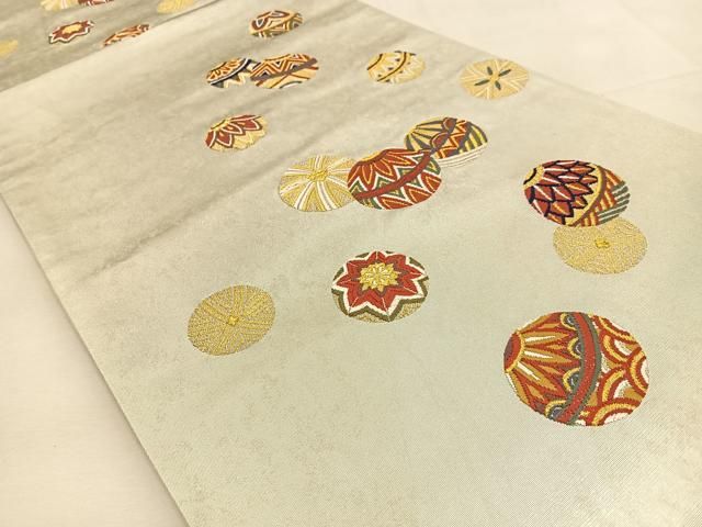 平和屋着物◎六通柄袋帯 唐織 手毬 金銀糸 引箔 正絹 逸品
