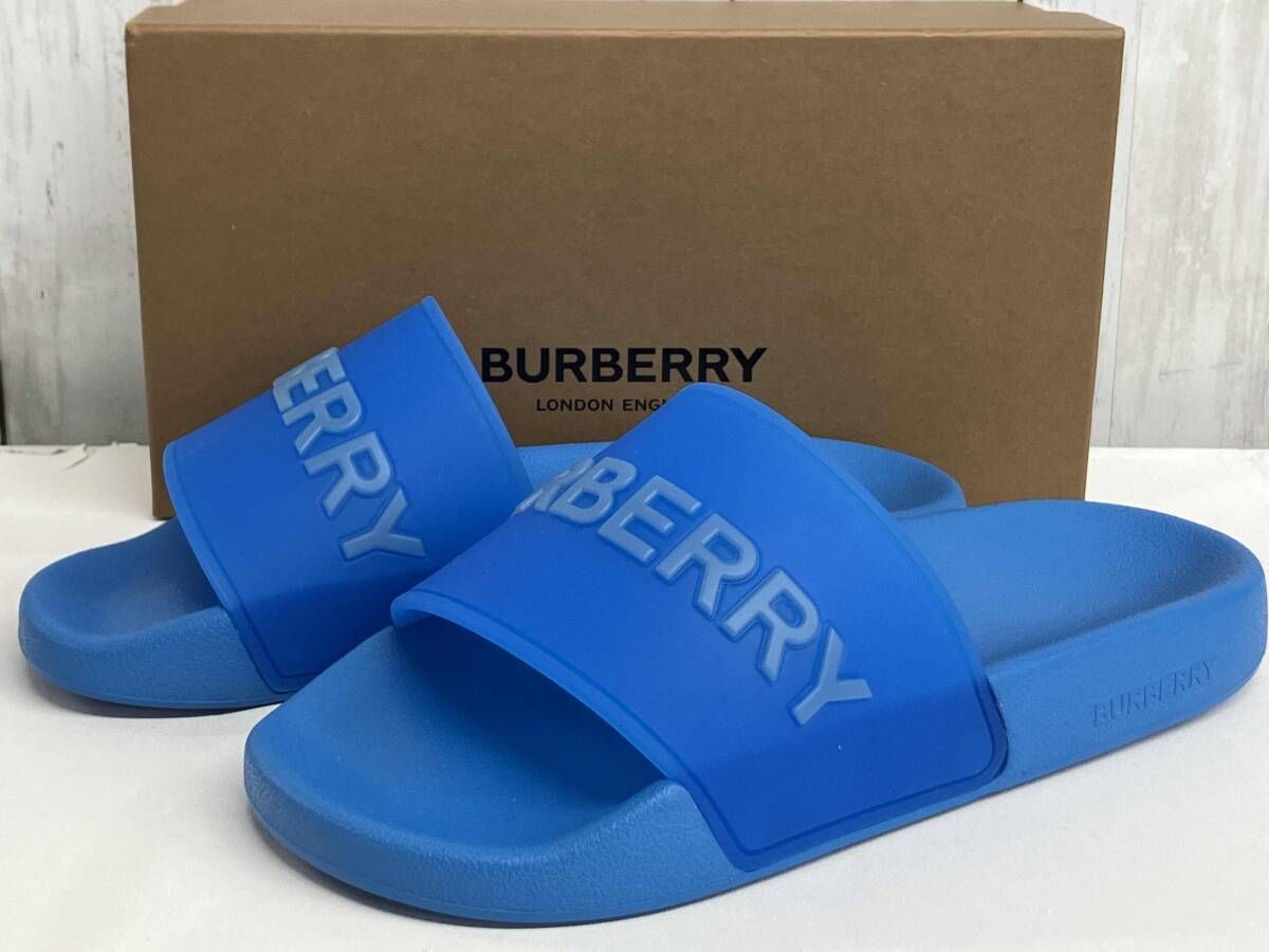 BURBERRY サンダル バーバリー スリッパ シャワーサンダル ブランドロゴ ブルー サイズ37