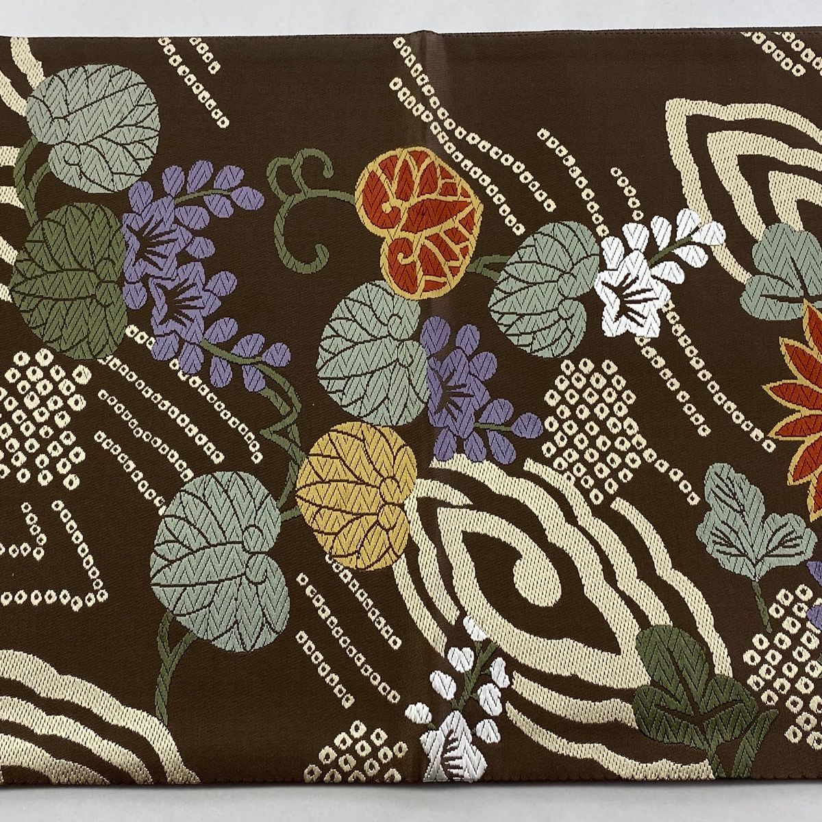美品】 袋帯 秀品 流水菊葵文様 唐織 茶色 六通 正絹 【中古】 - メルカリ