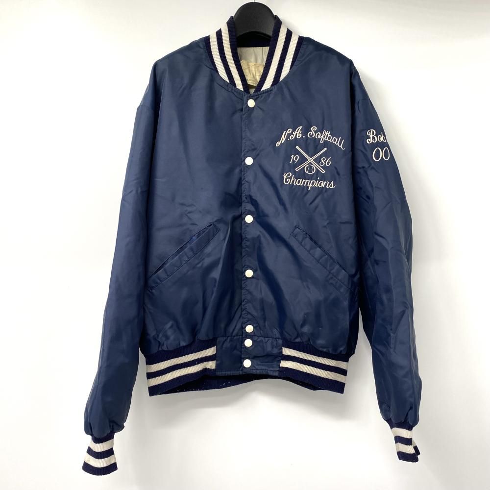 7～80s DeLong ナイロンスタジャン サイズL ネイビー デロング 17