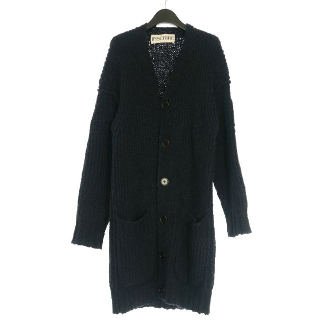 アンスクリア INSCRIRE 18AW アルパカ ローゲージ ロングニットカーディガン 長袖 ネイビー 紺 18AW-K2 レディース アンスクリア INSCRIRE 18AW アルパカ ローゲージ ロングニット
