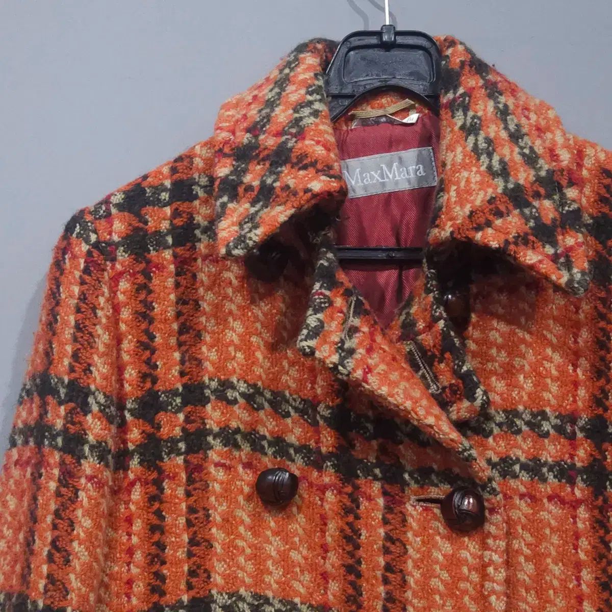 MAX MARA マックスマーラ 55サイズ オレンジ CHECK ツイード ジャケット
