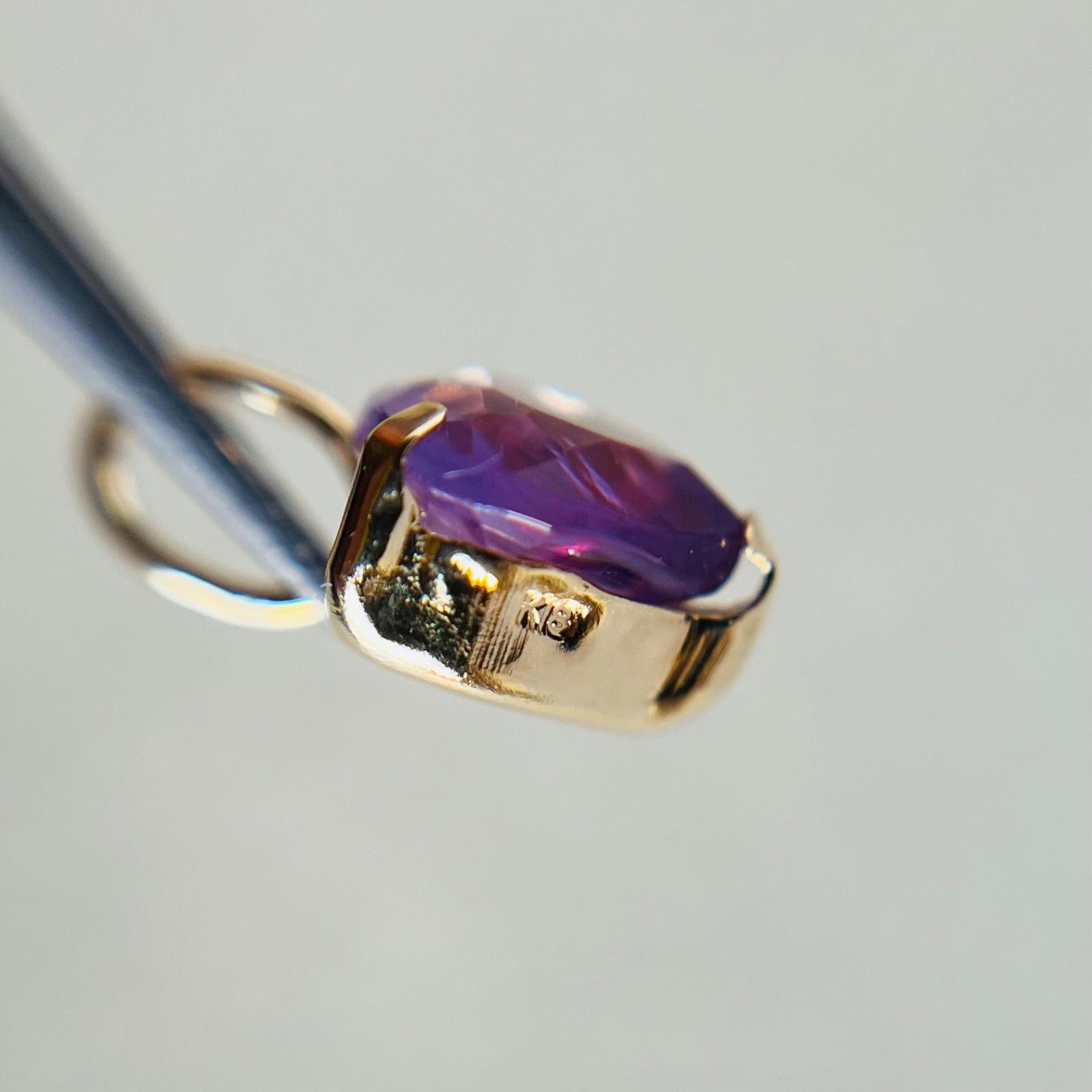 K18 天然石アメジスト5mm ハート 18金 ペンダントトップamethyst 