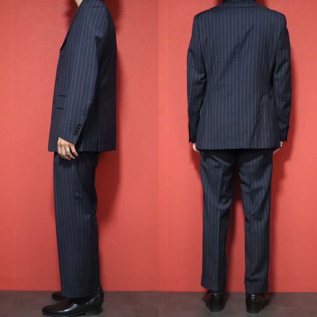 美品 ETRO スーツ セットアップ ストライプ マルチカラー ブラウン メンズ 美品】ETRO エトロ 裏地ストライプ マルチカラー 裾ダブル