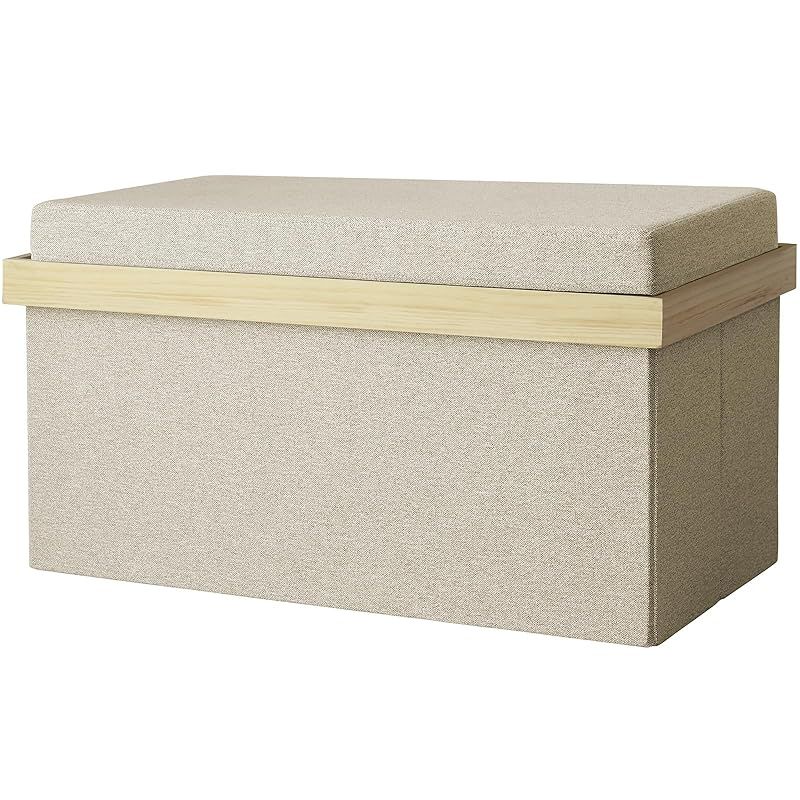 KYOSER 収納スツール 椅子 テーブルにもなれる 4way オットマン 収納ボックス ダブルサイズ 2人掛け 収納ベンチ 椅子 幅76×奥行38×高さ40 ベージュ 0
