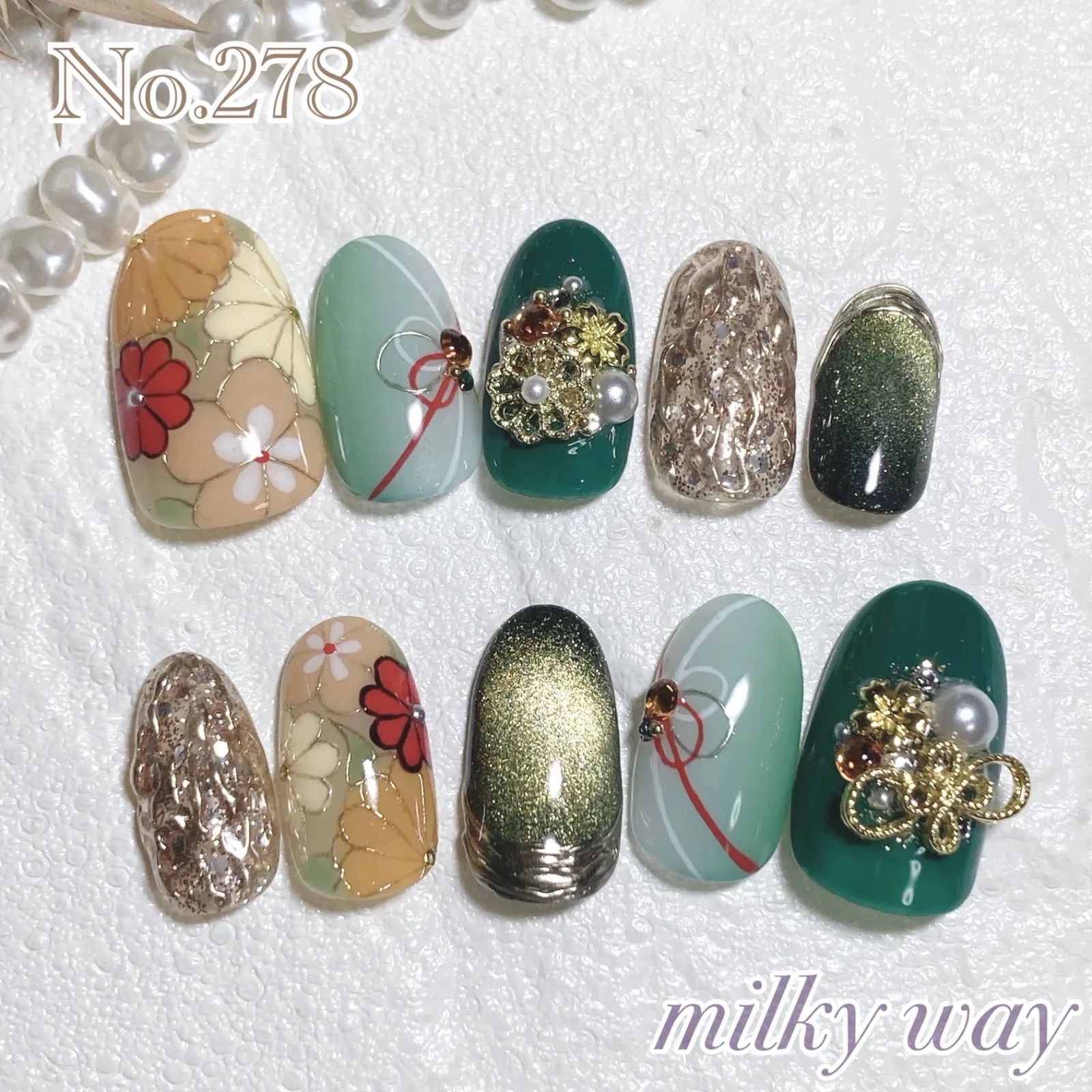 No.278 振袖ネイル❁︎成人式ネイル❁︎和柄ネイル - メルカリ