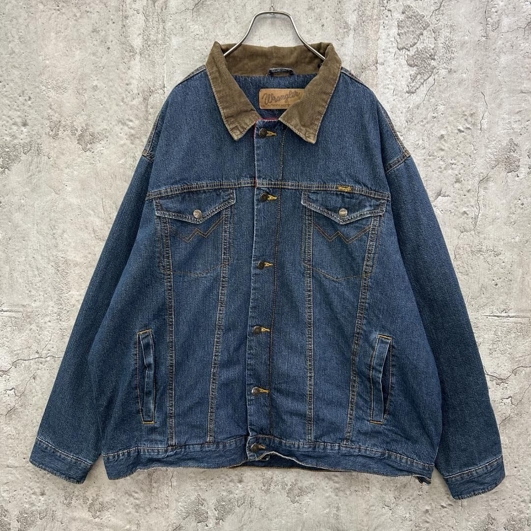 ラングラー 襟コーデュロイ 裏地 デニムジャケット 古着 インディゴ