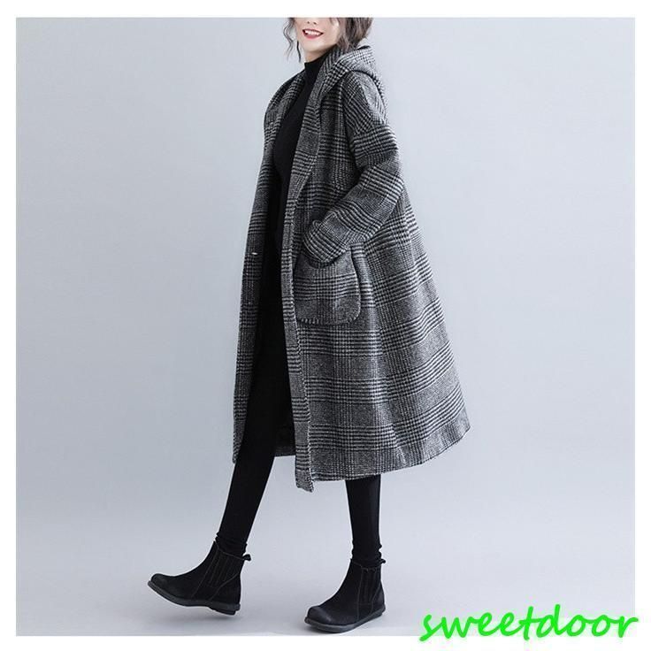 ロングコート フード付き