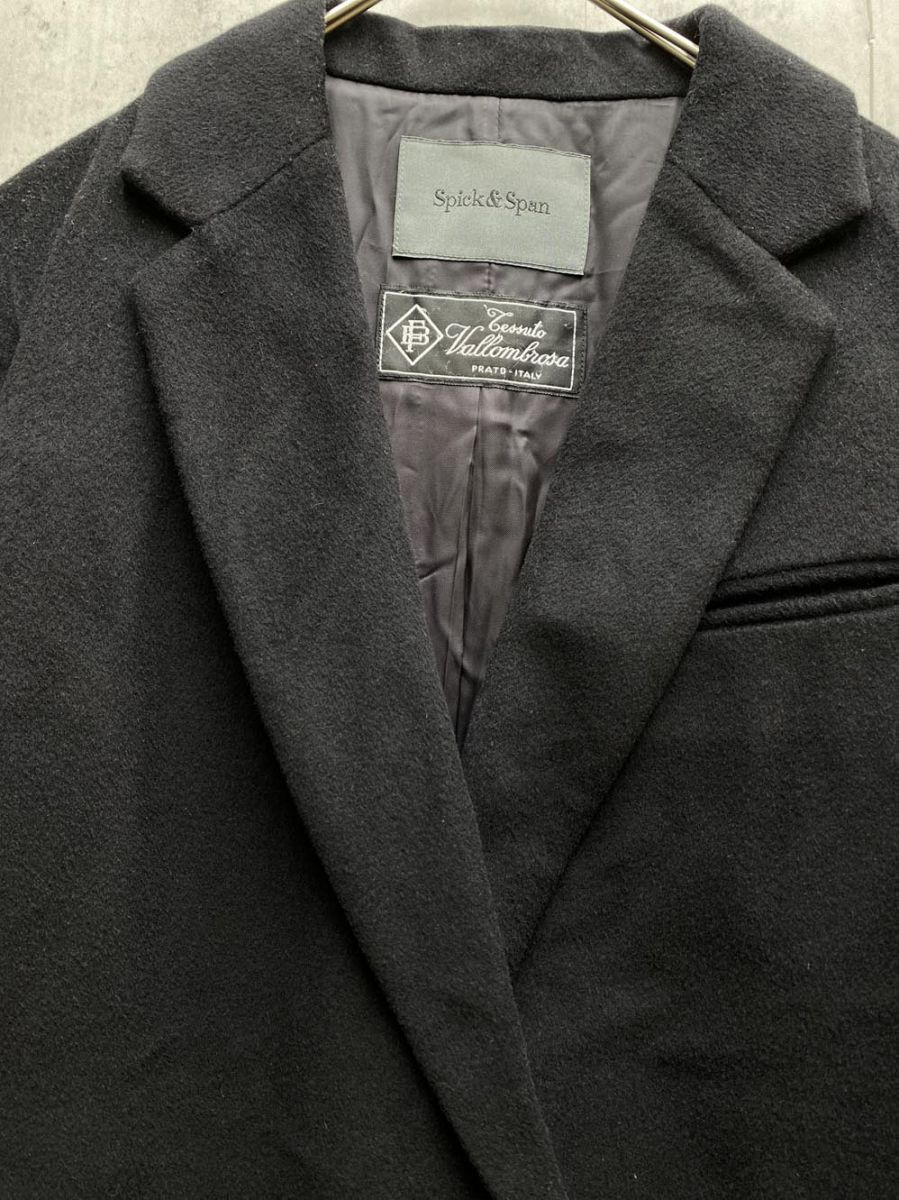 Spick -Span スピックアンドスパン ウール混 バロンロッサ チェスター コート size38 黒 ◆ ◎レディース