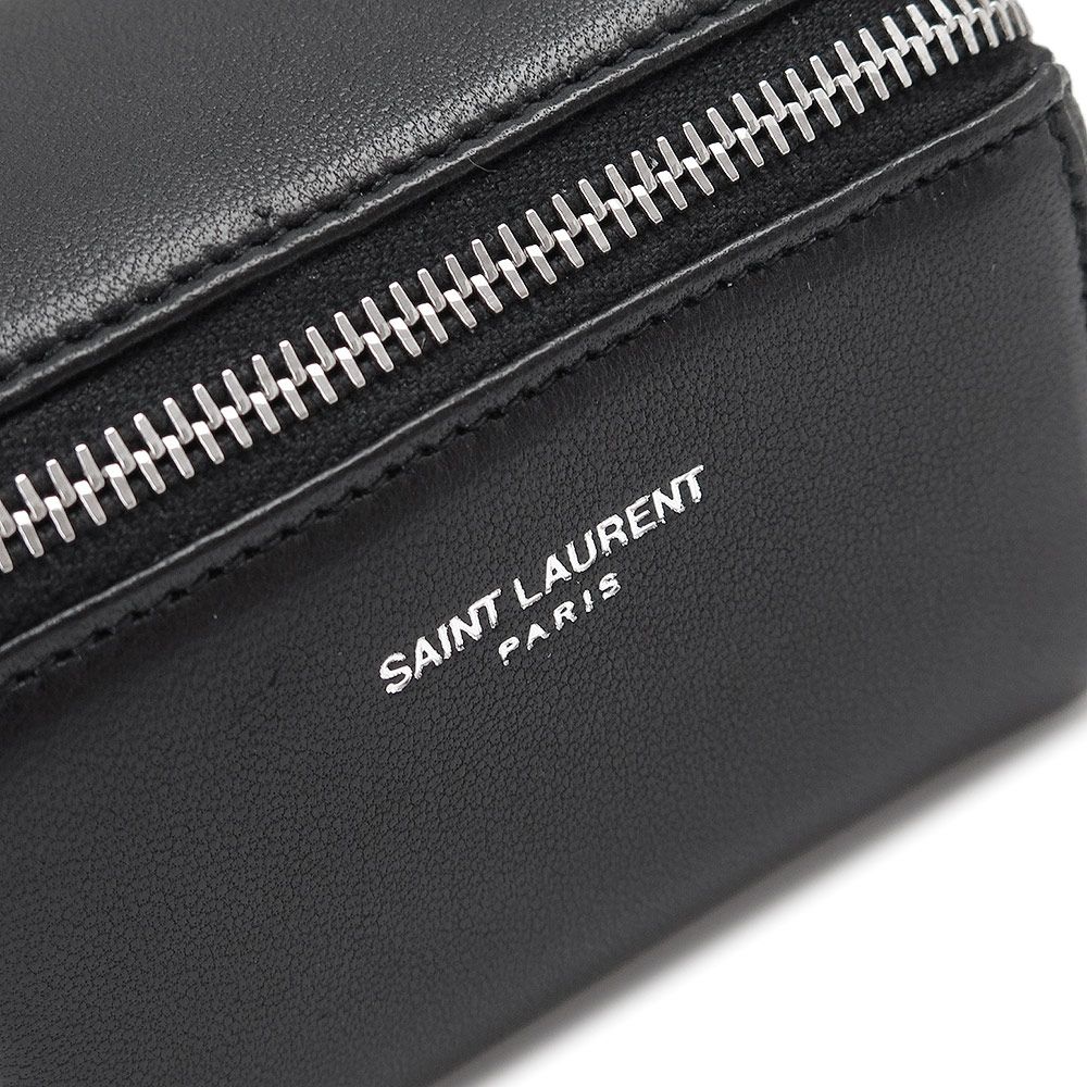 新品未使用 サンローラン　コインケース　フラップ　ブラック SAINT LAURENT サンローラン ミニ ポーチ フラグメント ジップ
