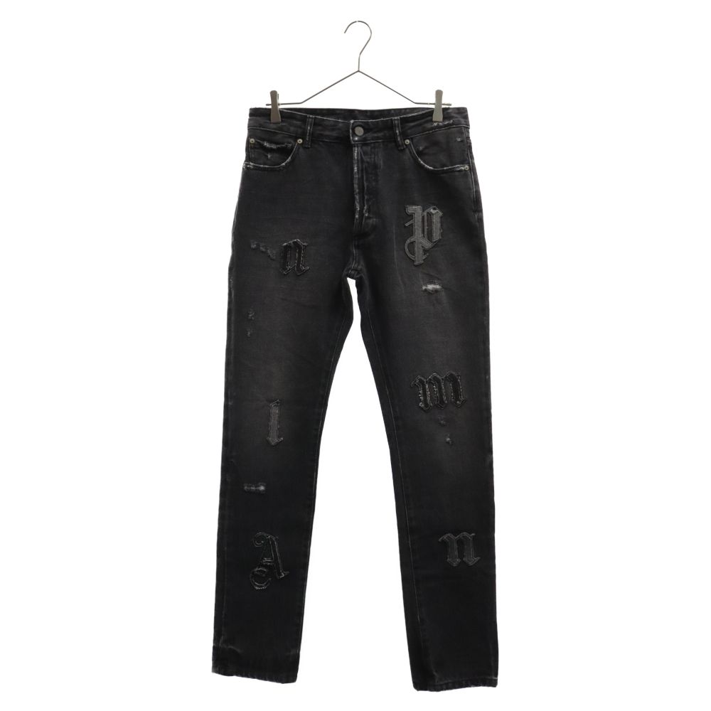 Palm Angels (パームエンジェルス) DENIM JEANS ロゴパッチ ダメージ 