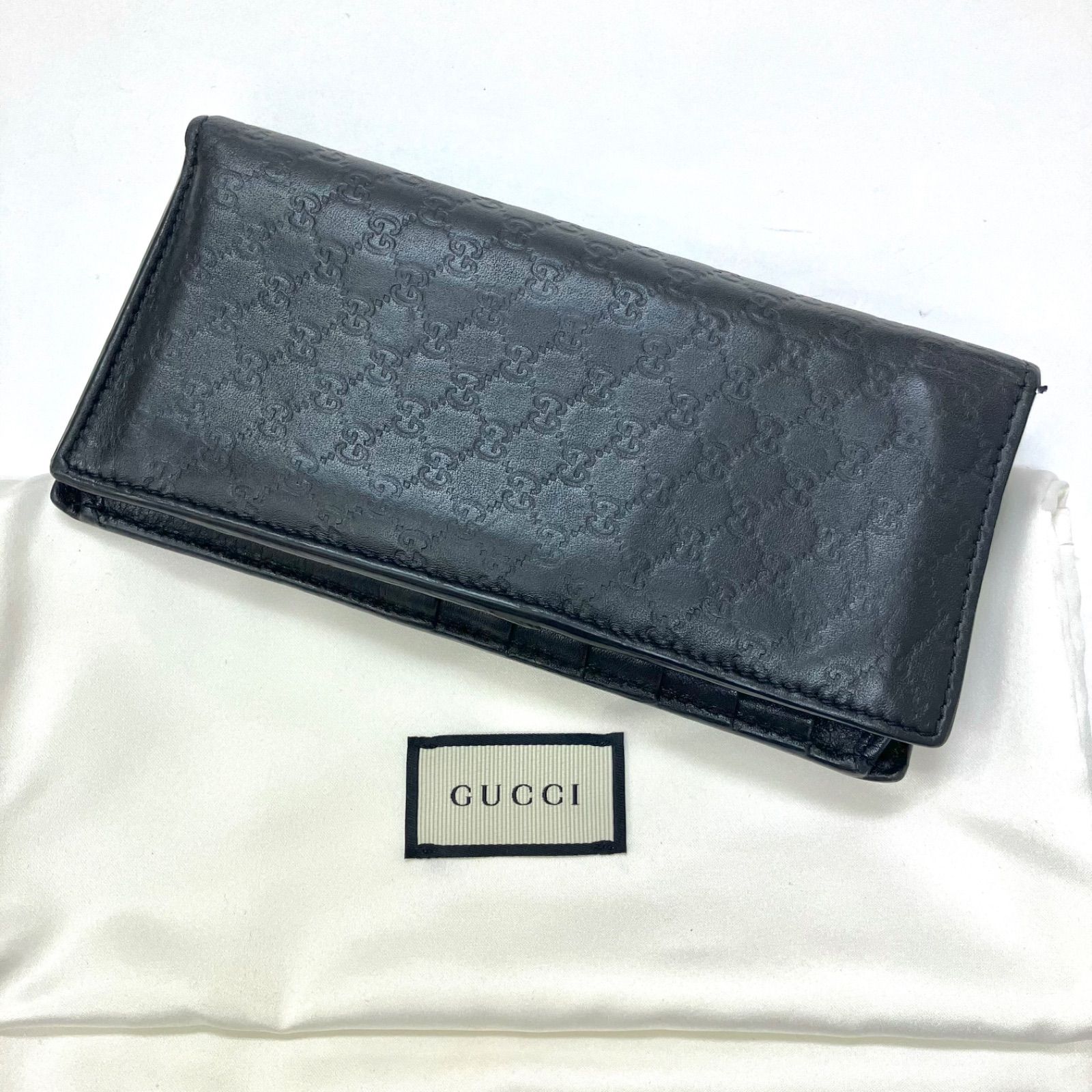 美品⭐️ GUCCI グッチ】 メンズ長財布 マイクログッチシマレザー GG型押し ブラック 札入れ/ファスナー式小銭入れ 品番544479.2778  （AYA） - メルカリ