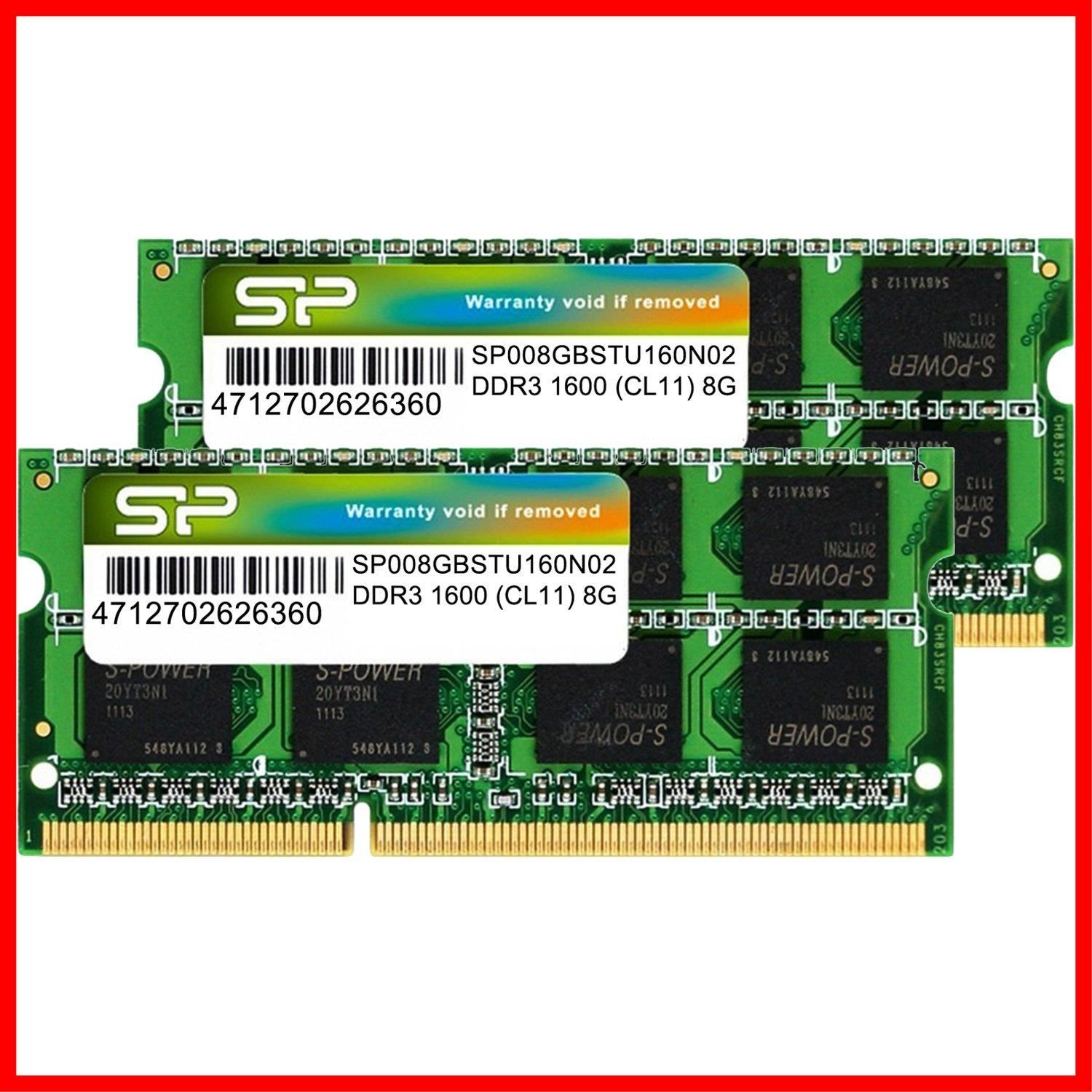 【クーポン有】204Pin (16GB) 8GB×2枚 Mac PC3-12800 1600 DDR3 対応 ノートPC用メモリ シリコンパワー Power SP016GBSTU160N22 Silicon SP