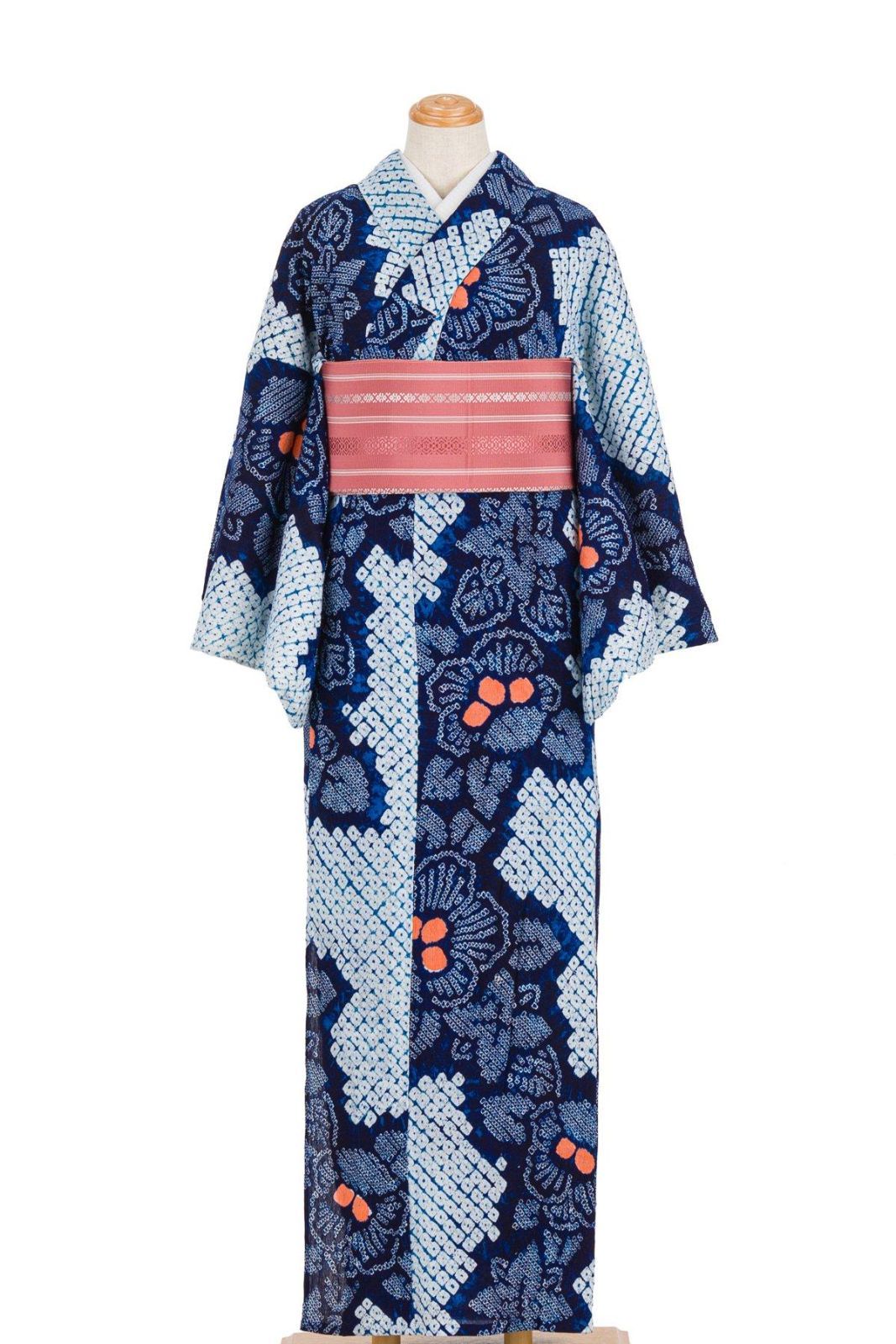 有松絞りの浴衣　花 有松絞り浴衣 二種の花の曲線 - メルカリ