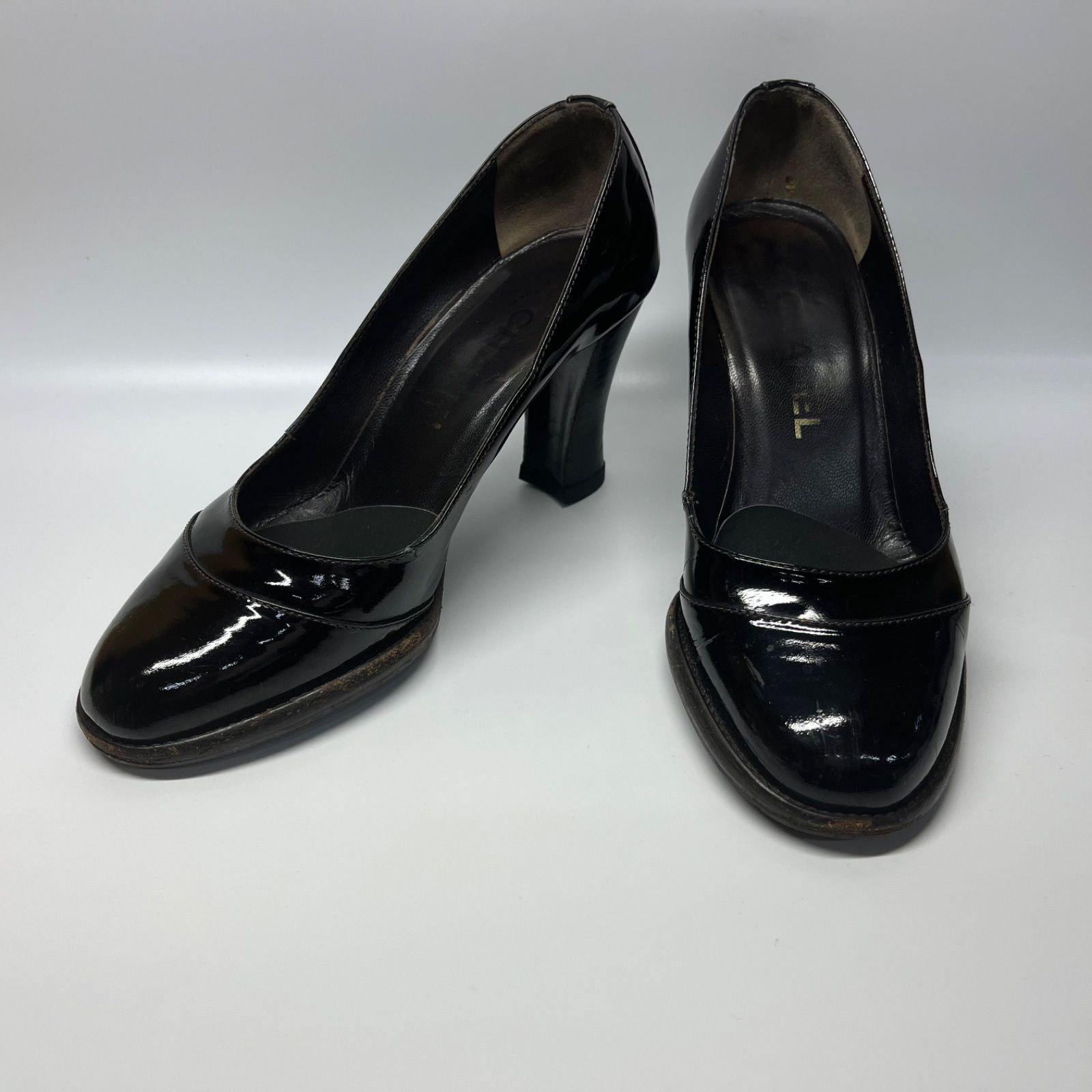 CHANEL シャネル パンプス ヒール 36サイズ エナメル ブラック ココ
