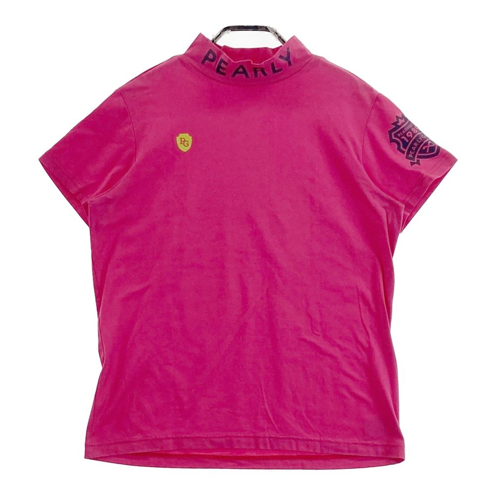 サイズ：2 PEARLY GATES パーリーゲイツ  ハイネック半袖Tシャツ ボーダー柄 ネイビー系 [240101449911] ゴルフウェア レディース ストスト PEARLY GATES パーリーゲイツ ハイネック半袖Tシャツ ボーダー柄