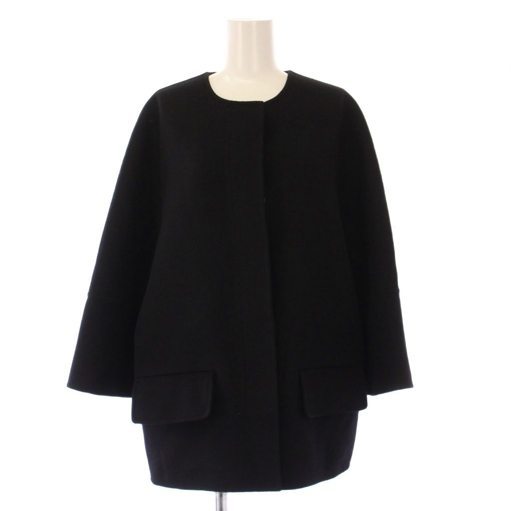 マルニ MARNI ノーカラージャケット アウター 無地 ワンカラー ウール カシミヤ混 アンゴラ混 42 黒 ブラック |BB