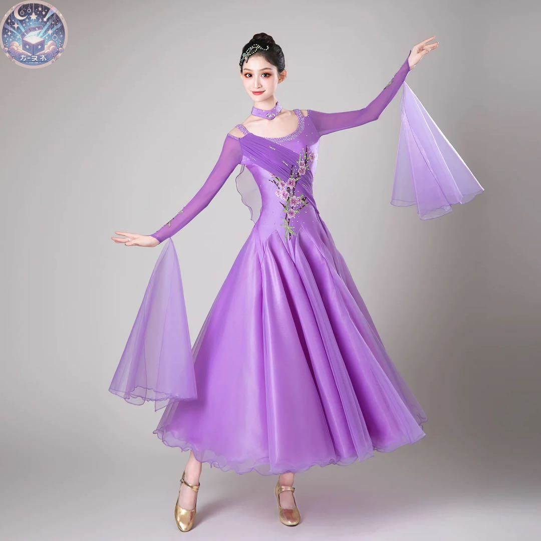 ストーン付スタンダードドレス✨競技会や発表会、デモやダンスパーティに！ 新品 未使用 競技会に最適 ストーン付きスタンダードドレス発表会や