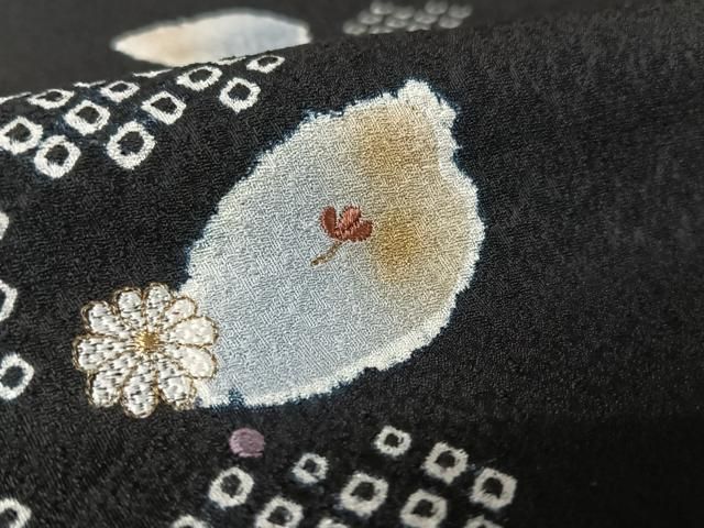 平和屋着物○訪問着 絞り 刺繍 枝花文 金糸 金彩 正絹 逸品 AAAV9108np