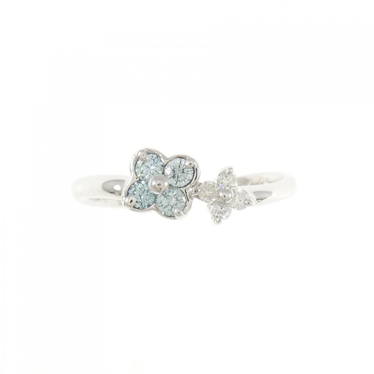 K18WG フラワー ダイヤモンド リング 0.13CT K18YG フラワー  