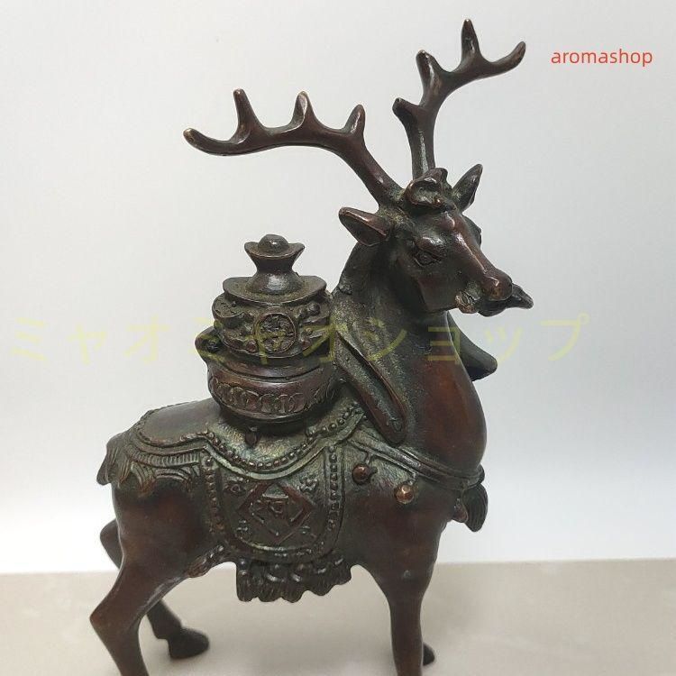 銅器 鹿 一路発財茶台 事務 机 玄関置物 開運風水 招財 置物 工芸品 装飾品 銅器 鹿 一路発財茶台 事務 机 玄関置物 開運風水 招財 置物 工芸品