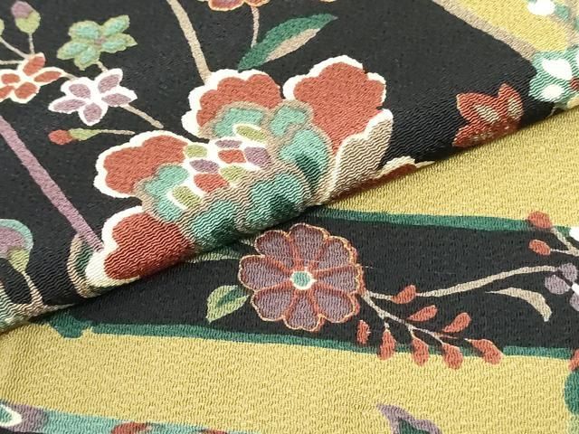 平和屋着物○上質な小紋 更紗花間道 金彩 鬼しぼ縮緬 正絹