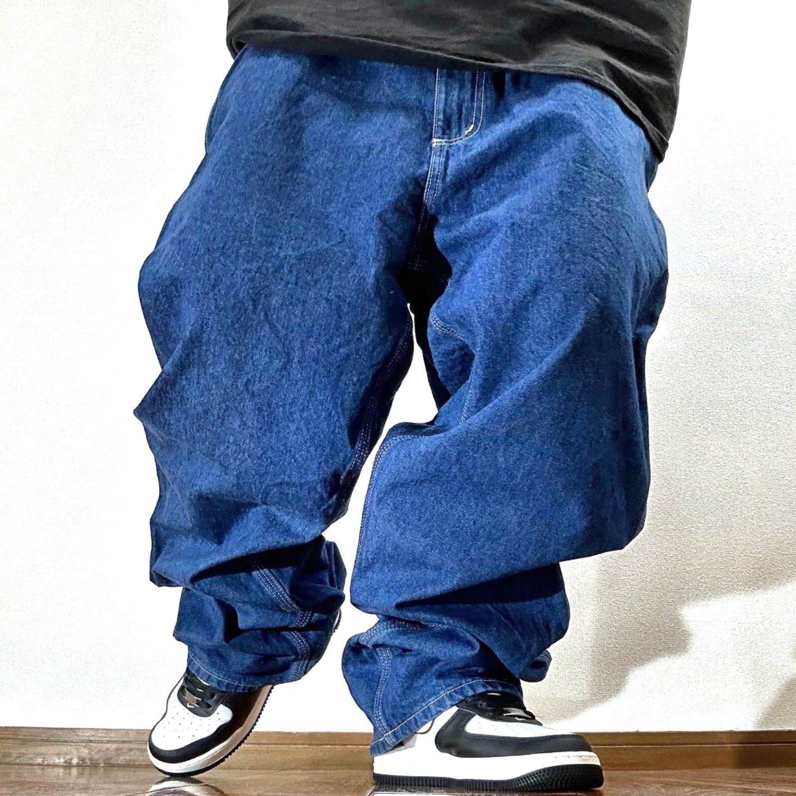 カーハート デニムオーバーオール大ペインターパンツパッチロゴ極太レアw46古着 カーハート デニムオーバーオール大ペインターパンツパッチロゴ極太