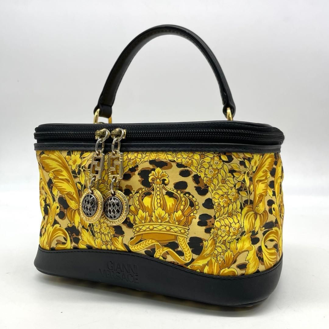 GIANNI VERSACE ジャンニヴェルサーチ バニティバッグ ポーチ レオパード チャーム PVC 革