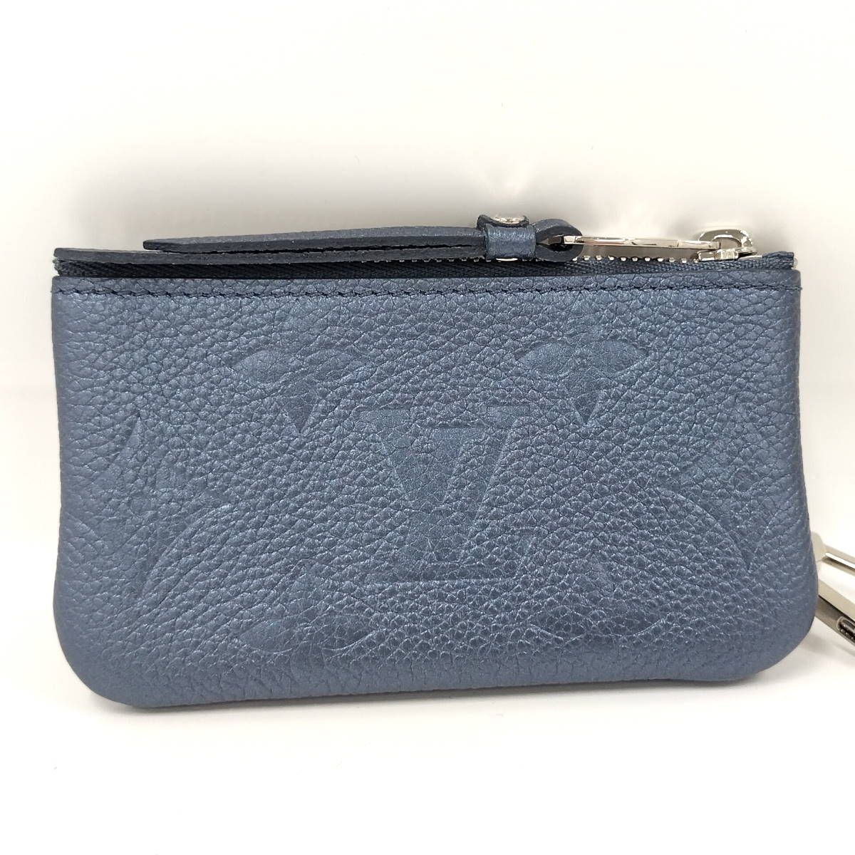 LOUIS VUITTON ポシェット クレ コインケース モノグラム アンプラント メタリックブルー M80900