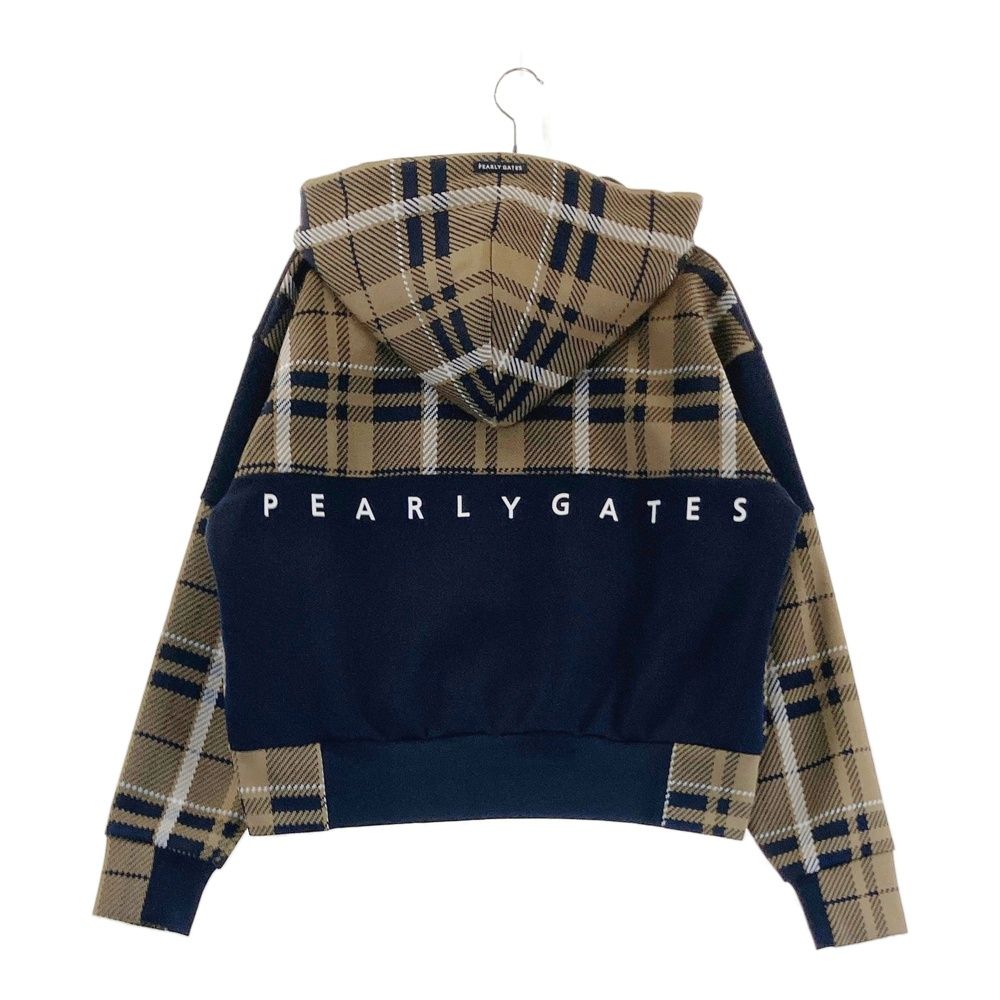 サイズ：0 PEARLY GATES パーリーゲイツ 2023年モデル ; フード付 ニット ジャケット パーカー チェック柄 ベージュ系 [240101487208] ゴルフウェア レディース ストスト サイズ：0 PEARLY GATES パーリーゲイツ 2023年モデル ; フード