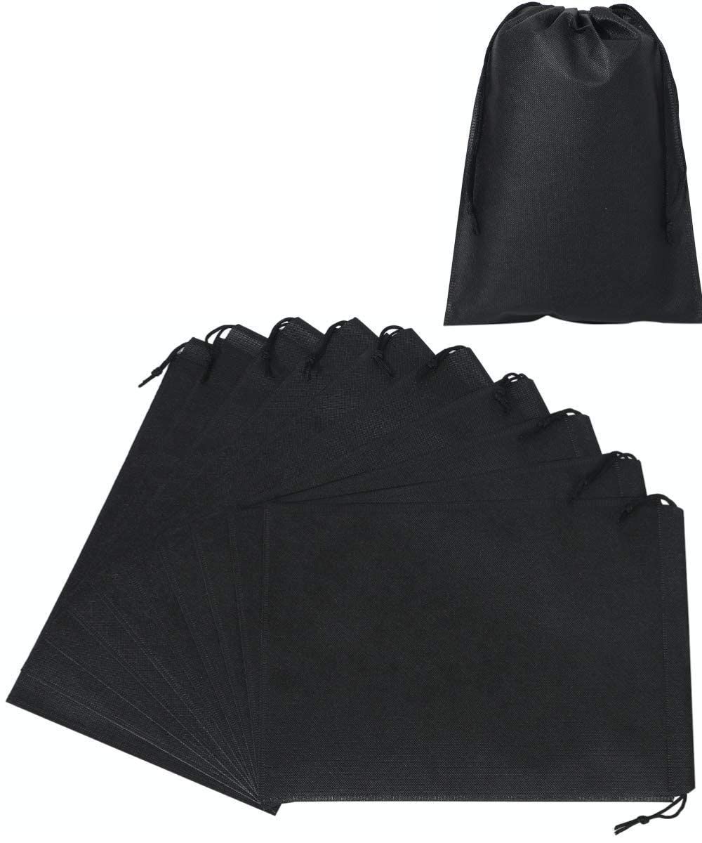 Chocople 収納袋 巾着 不織布 収納 10枚入り ラッピング 収納 袋 黒 25×35cm