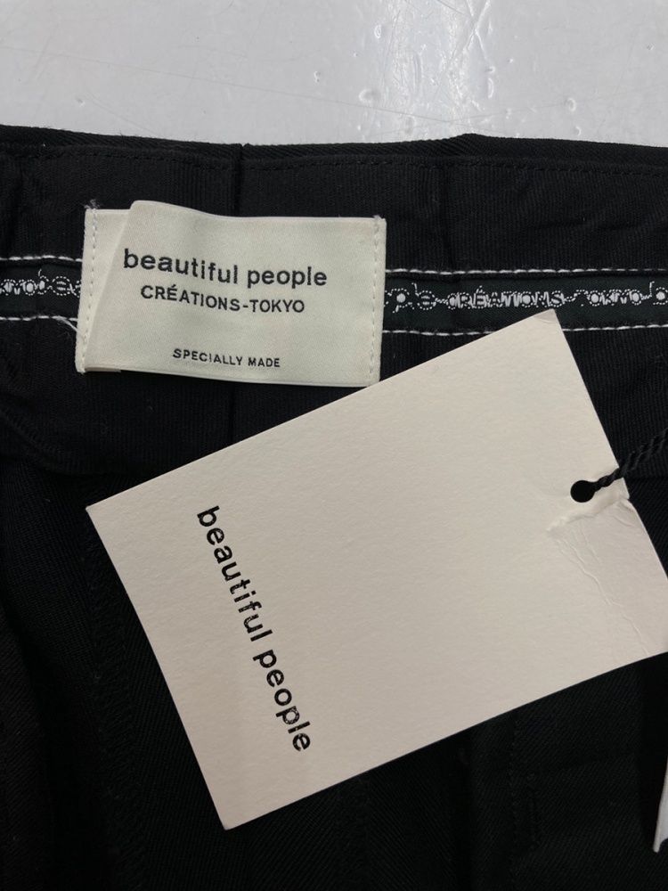 新品未使用beautifulpeople ロゴギャバジンワイドストレートパンツ ビューティフルピープル beautiful people LOGO GABARDIN WIDE
