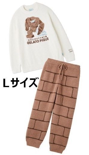 ジェラピケ ドラゴンクエスト ブラウンL ベビモコプルオーバー-モンスターロングパンツセット GELATO PIQUE HOMME メンズ