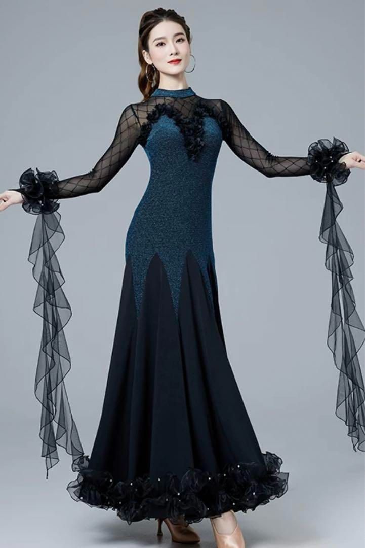 スタンダードドレス??競技会 発表会 練習着 胸パット付 スタンダード