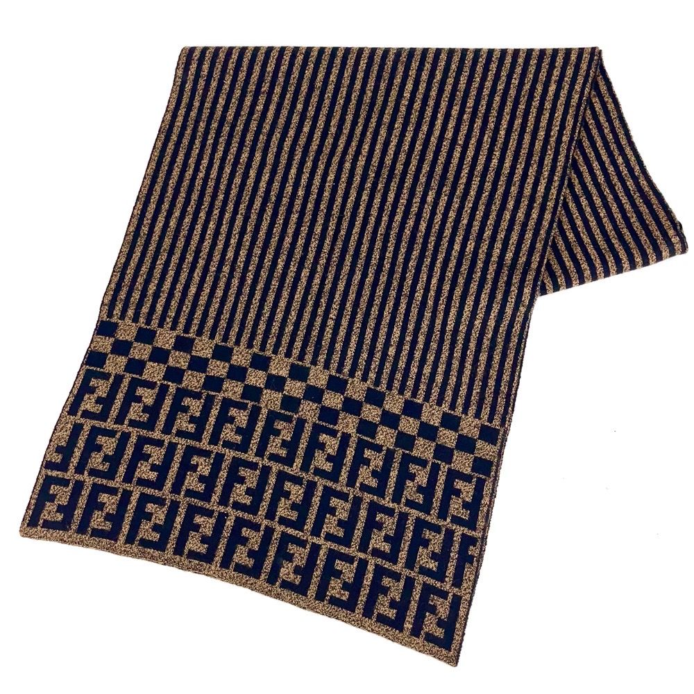 FENDI マフラー ストール ズッカ柄 ペカン ユニセックス ストライプ